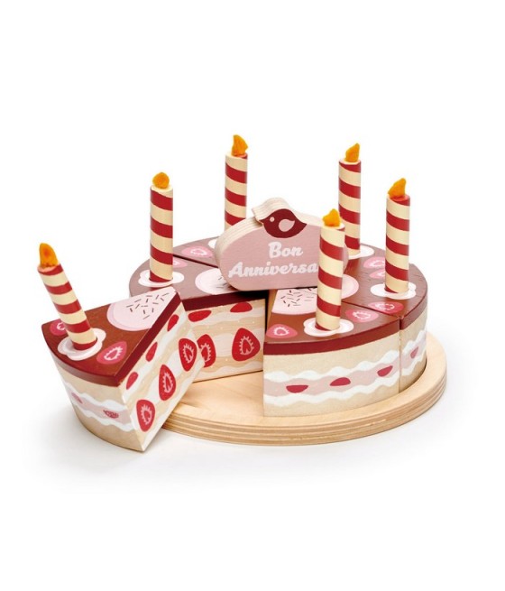 Tender Leaf Toys drewniany czekoladowy tort urodzinowy